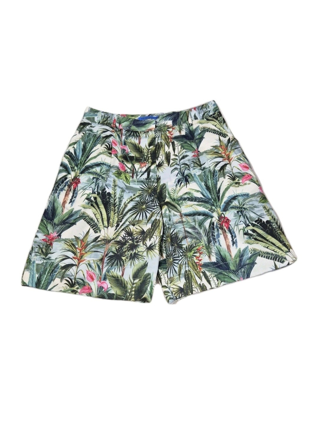 J. Mclaughlin Bermuda Shorts Womens Size 4 Tropical Palms Green Pleated Nwt 51